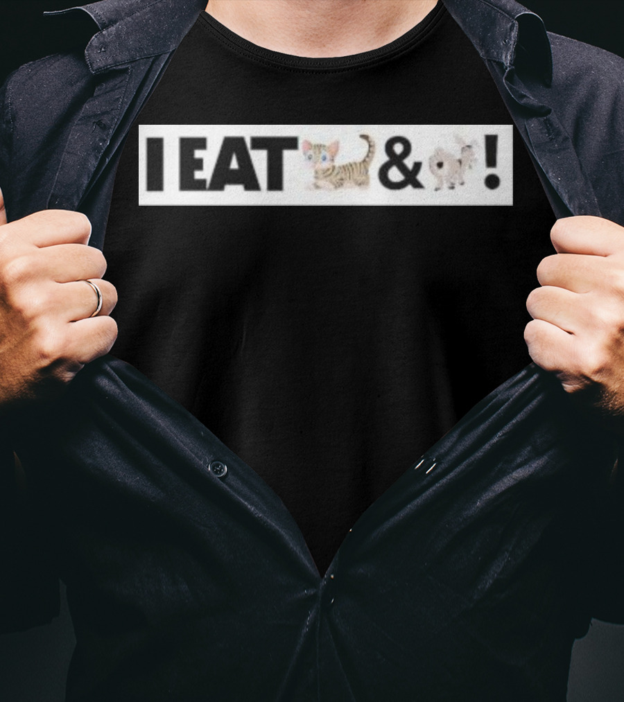 I Eat Cat And Donkey Cartoon Animals T-Shirt