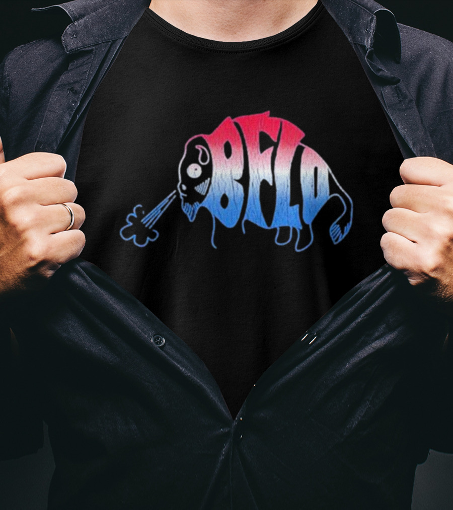 Bflo Buffalo Graphic Red Blue Gradient Buffalo T-Shirt