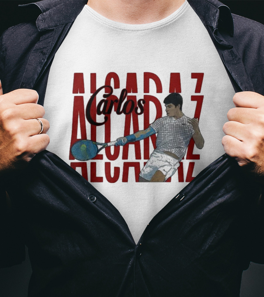 Carlos Alcaraz Dynamic Tennis Action T-Shirt