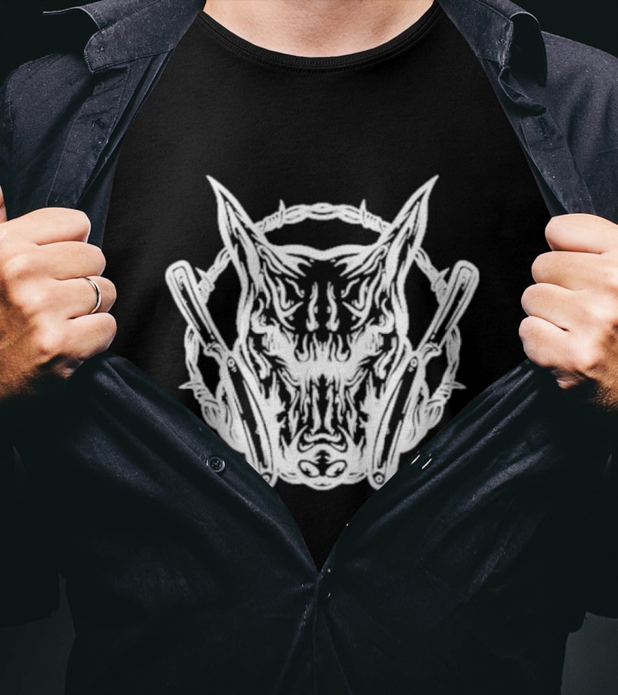 Otis Cogar Barbed Wire Doberman Razor T-Shirt