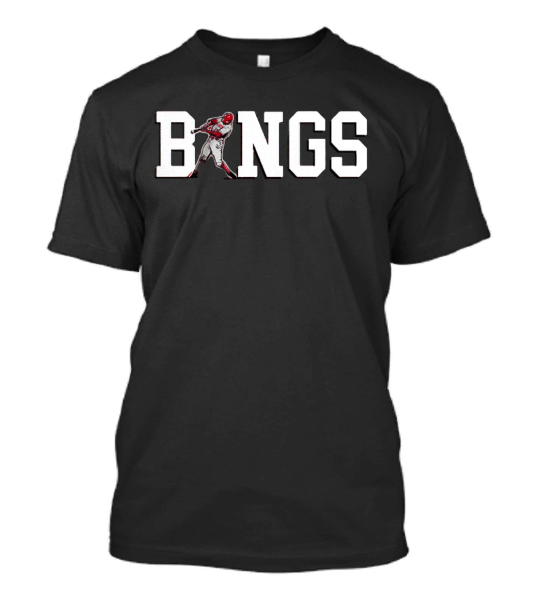 Votto Bangs Baseball Player Silhouette In Bold Typography T-Shirt