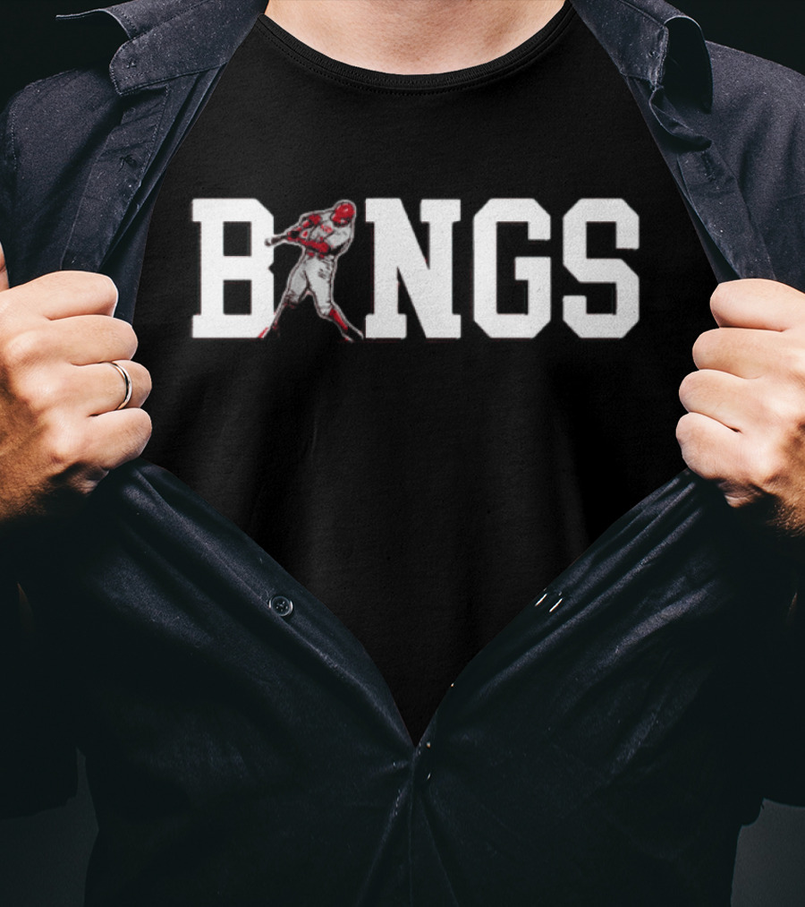 Votto Bangs Baseball Player Silhouette In Bold Typography T-Shirt