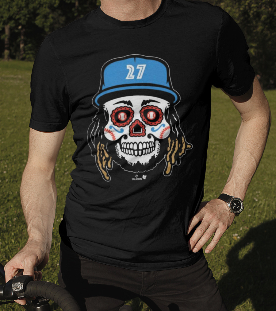 Toronto Blue Jays #27 Vladimir Guerrero Jr Sugar Skull MLBPA T-Shirt
