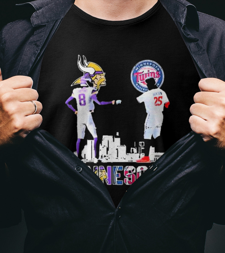 Minnesota Vikings Kirk Cousins And Twins Byron Buxton Icons T-Shirt