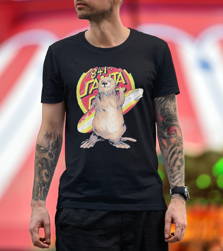 841 Santa Cruz Locals Only Awaswas Territory Otter with Surfboard T-Shirt