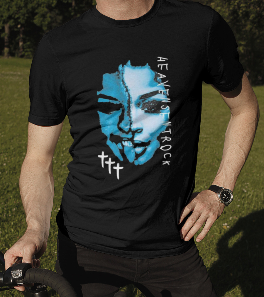 HEAVENSENTROCK Face Blue Art With Cross Symbols T-Shirt