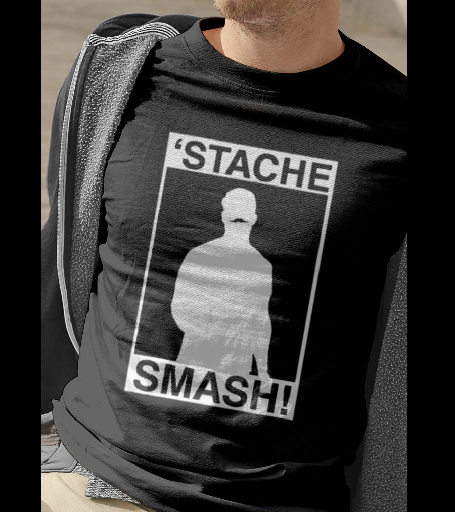 'Stache Smash Silhouette Mustache Bold Contrast T-Shirt