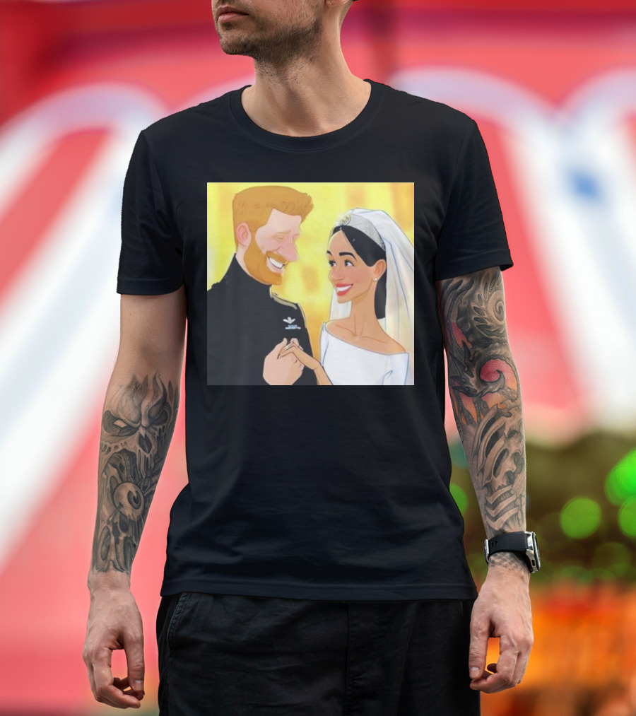 Meghan and Harry Cartoon Wedding T-Shirt