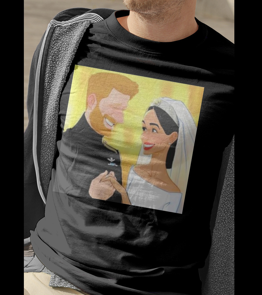 Meghan And Harry Cartoon Wedding T-Shirt