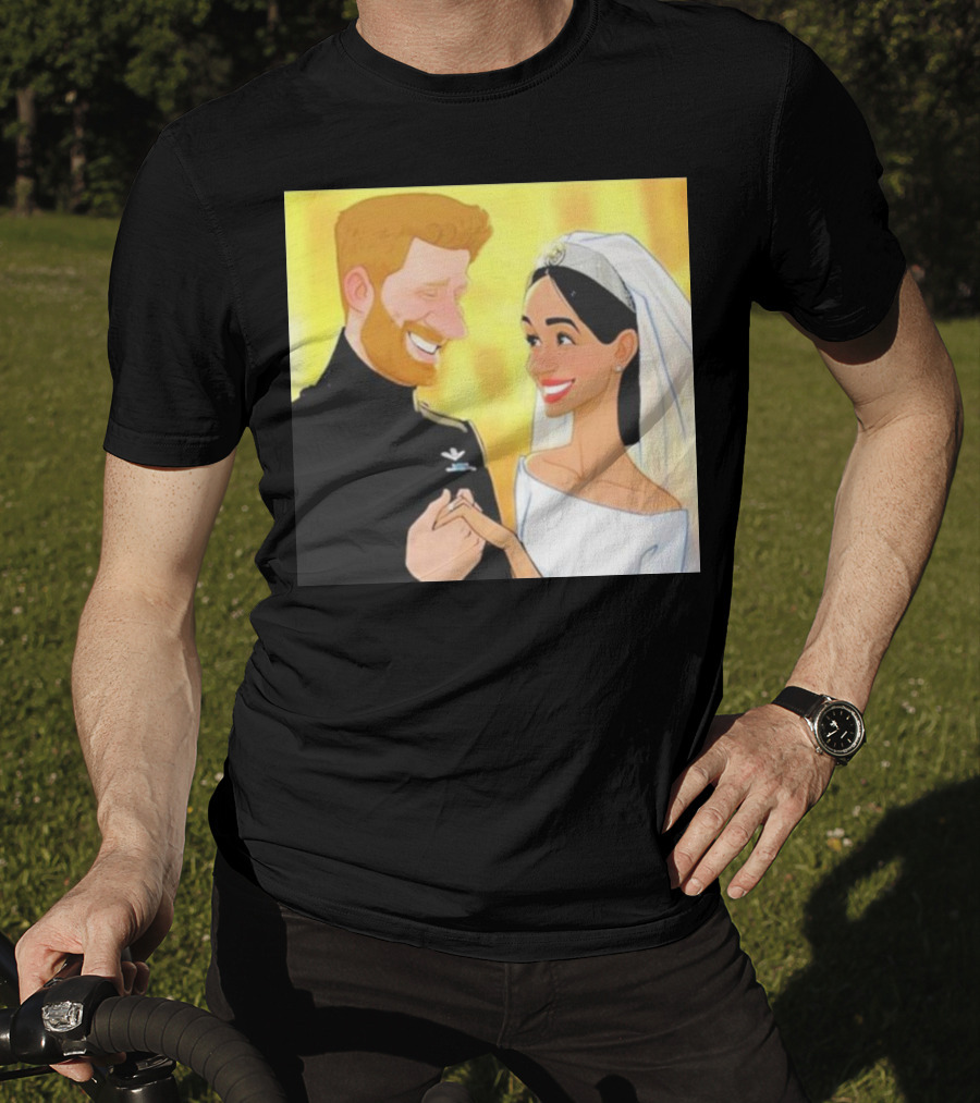 Meghan And Harry Cartoon Wedding T-Shirt