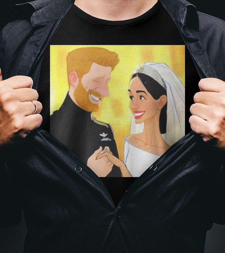 Meghan And Harry Cartoon Wedding T-Shirt