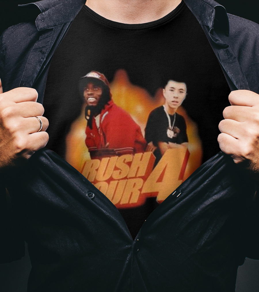 Rush Hour 4 Comedy Duo Flame Background T-Shirt