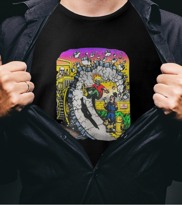 Jimbo Phillips No Skateboarding Bulldozer Character T-Shirt