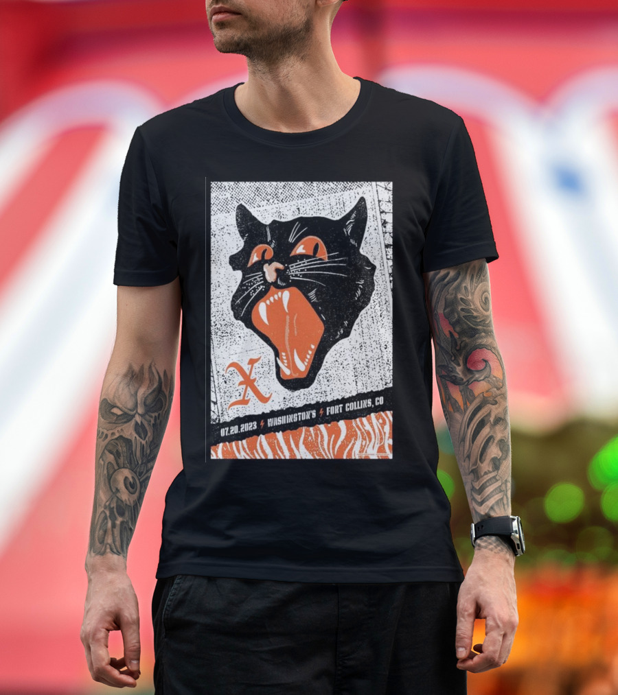 X the Band Fort Collins Event Washington’s 07.20.2023 Black Cat T-Shirt