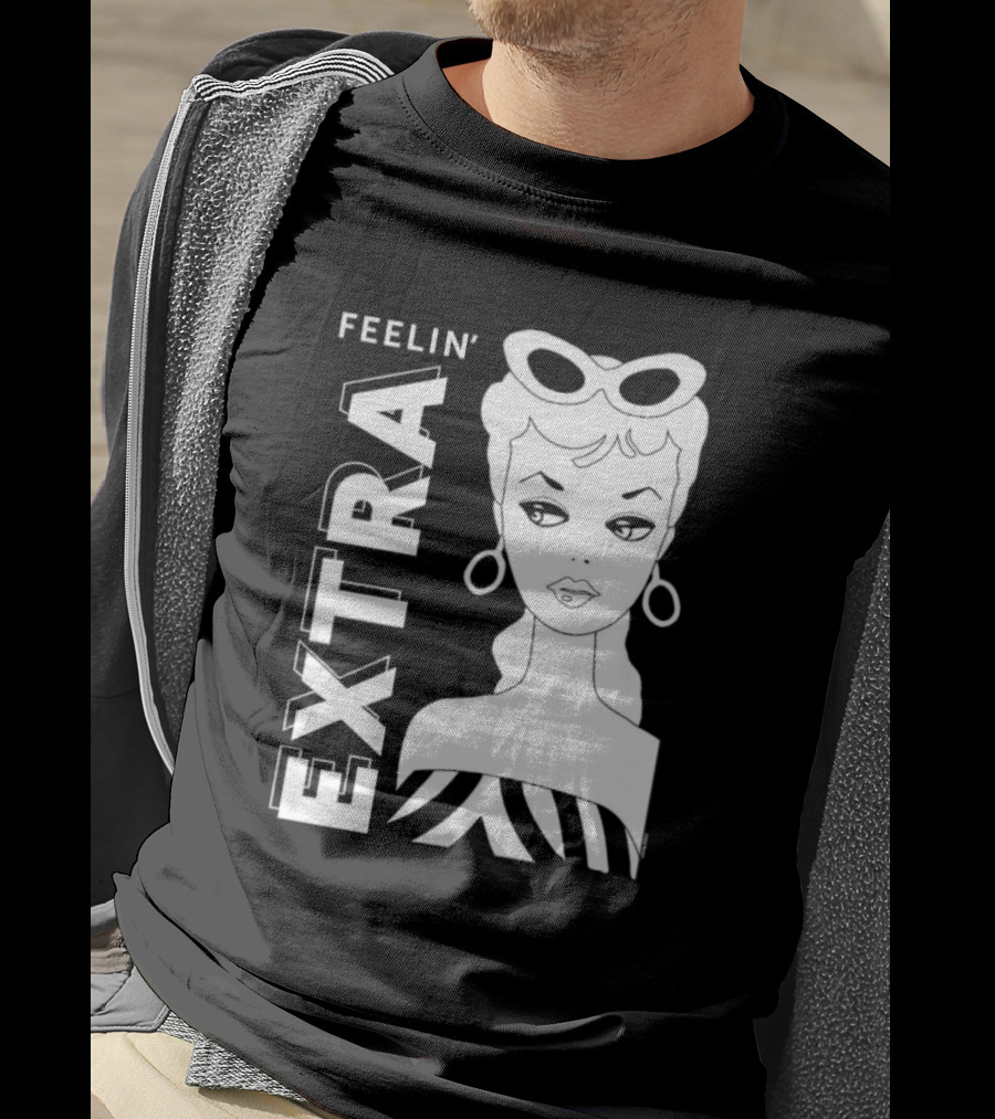 Feelin' Extra Barbie Retro Style Sunglasses And Hoop Earrings T-Shirt