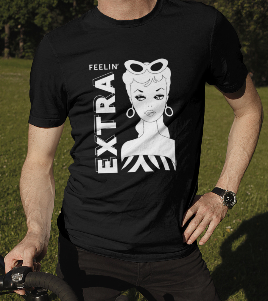 Feelin' Extra Barbie Retro Style Sunglasses And Hoop Earrings T-Shirt