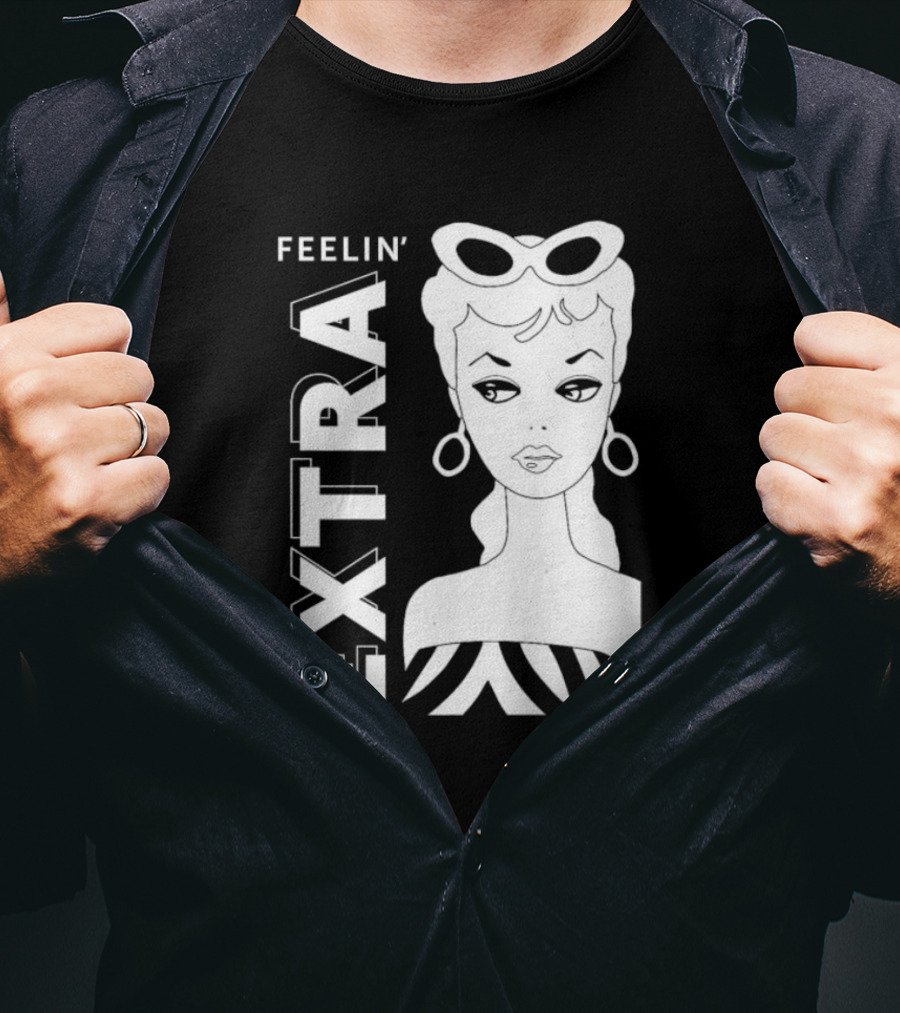 Feelin' Extra Barbie Retro Style Sunglasses And Hoop Earrings T-Shirt