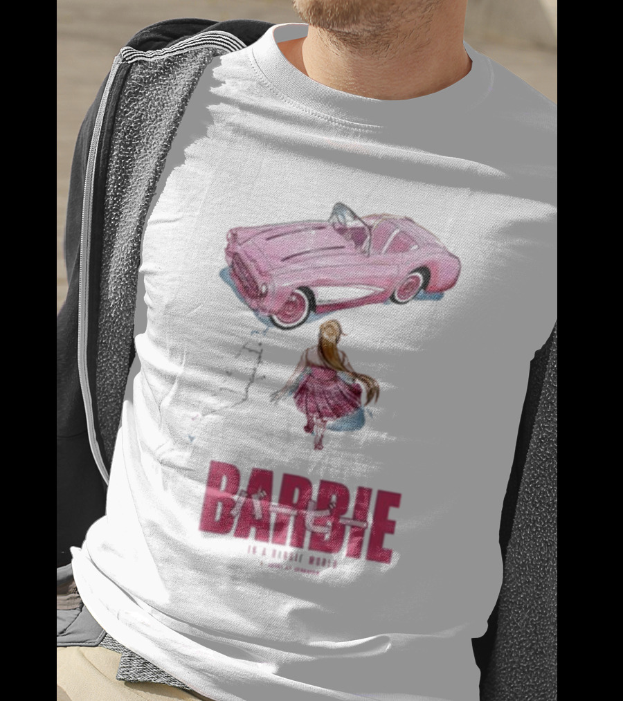 Barbie In A Barbie World Pink Car Fanart Joanacchi Japanese Text T-Shirt
