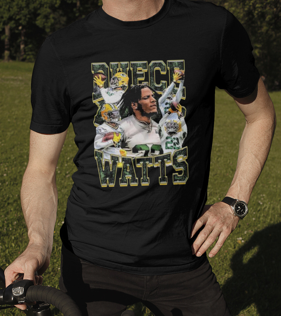 Green Bay Packers Duece Watts NFL Football Player Montage T-Shirt
