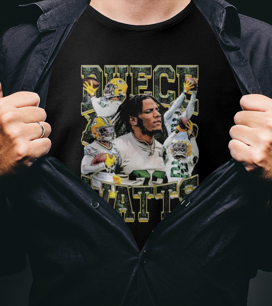 Green Bay Packers Duece Watts NFL Football Player Montage T-Shirt