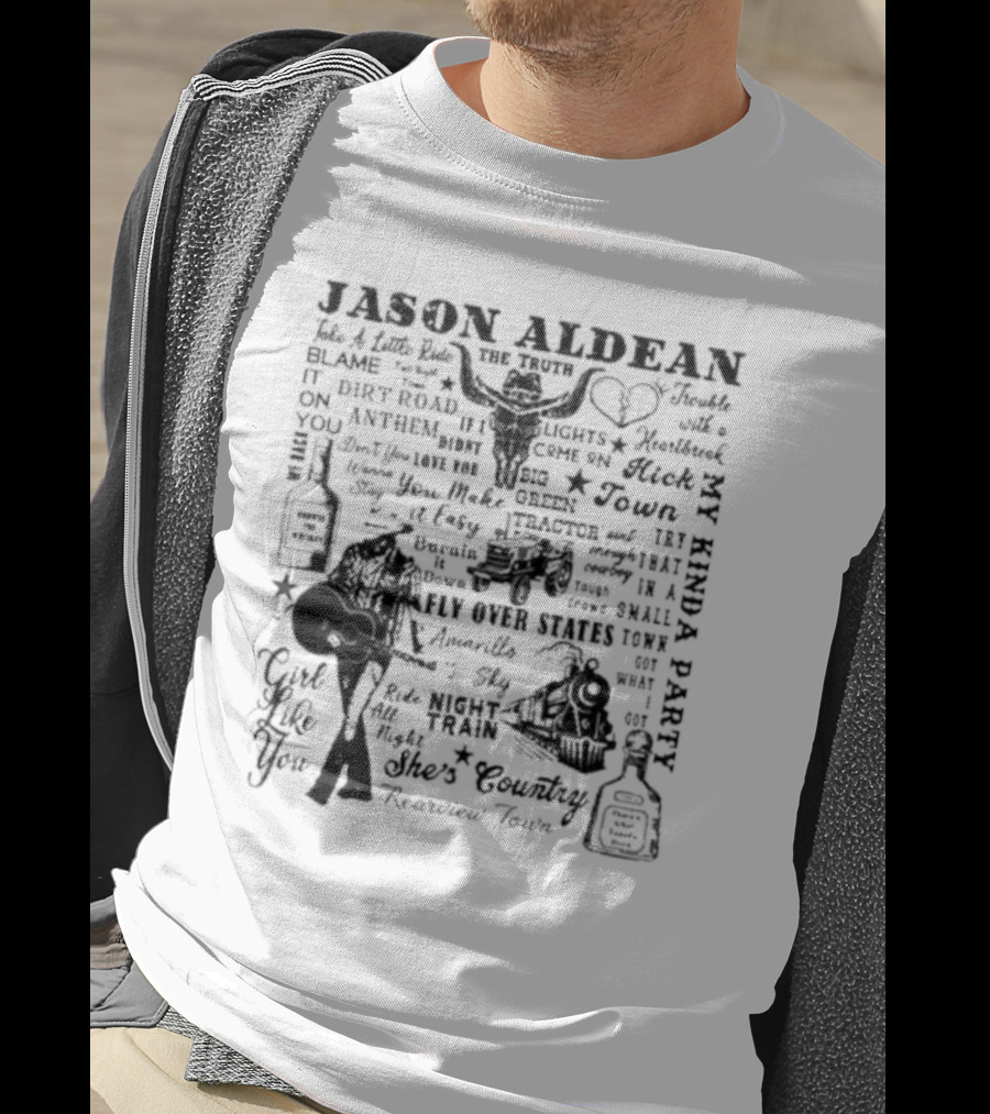 Jason Aldean My Kinda Party Night Train She's Country Girl Like You T-Shirt