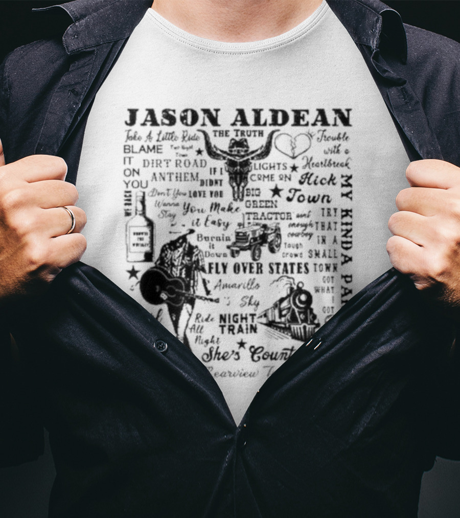 Jason Aldean My Kinda Party Night Train She's Country Girl Like You T-Shirt