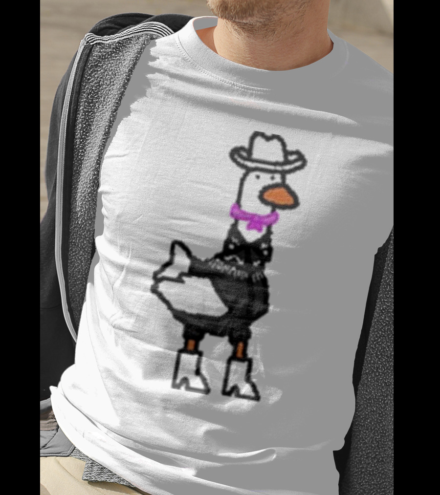 Ryan Goose-Ling Barbie Goose Wearing Cowboy Hat And Pink Bowtie T-Shirt