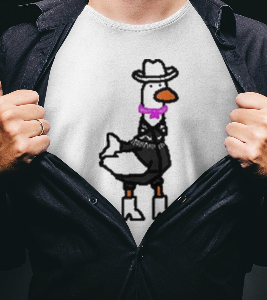 Ryan Goose-Ling Barbie Goose Wearing Cowboy Hat And Pink Bowtie T-Shirt