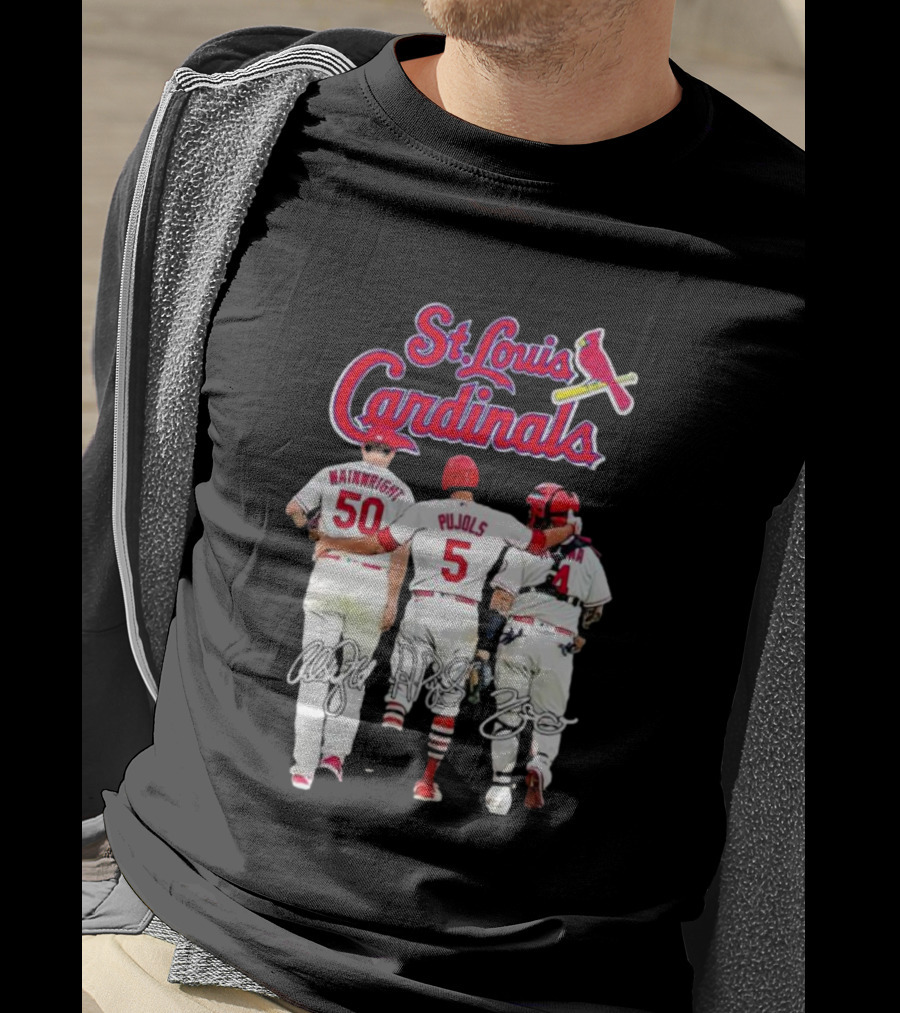 St Louis Cardinals Wainwright Pujols Molina Signatures T-Shirt