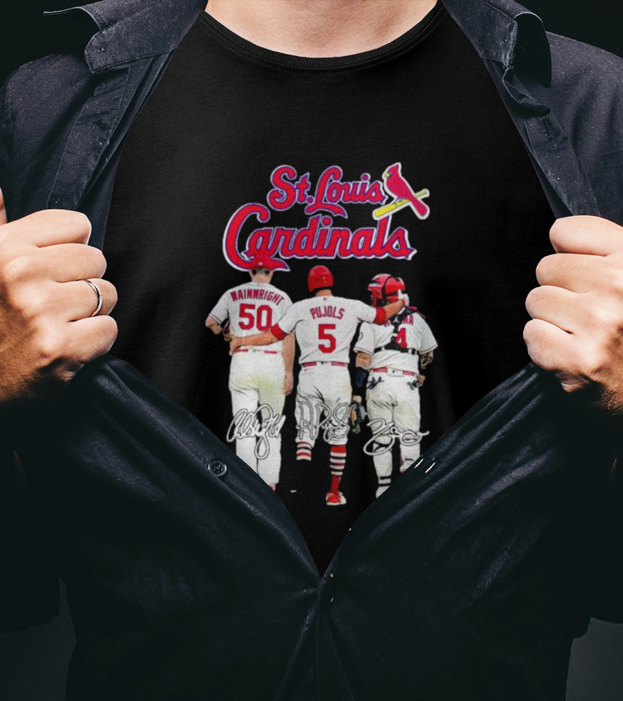 St Louis Cardinals Wainwright Pujols Molina Signatures T-Shirt