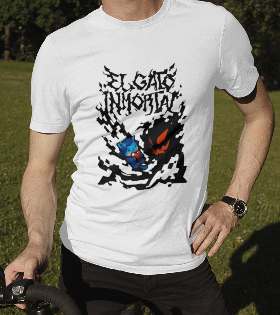 El Gato Inmortal Spooky Halloween Cat Pumpkin Shadow T-Shirt