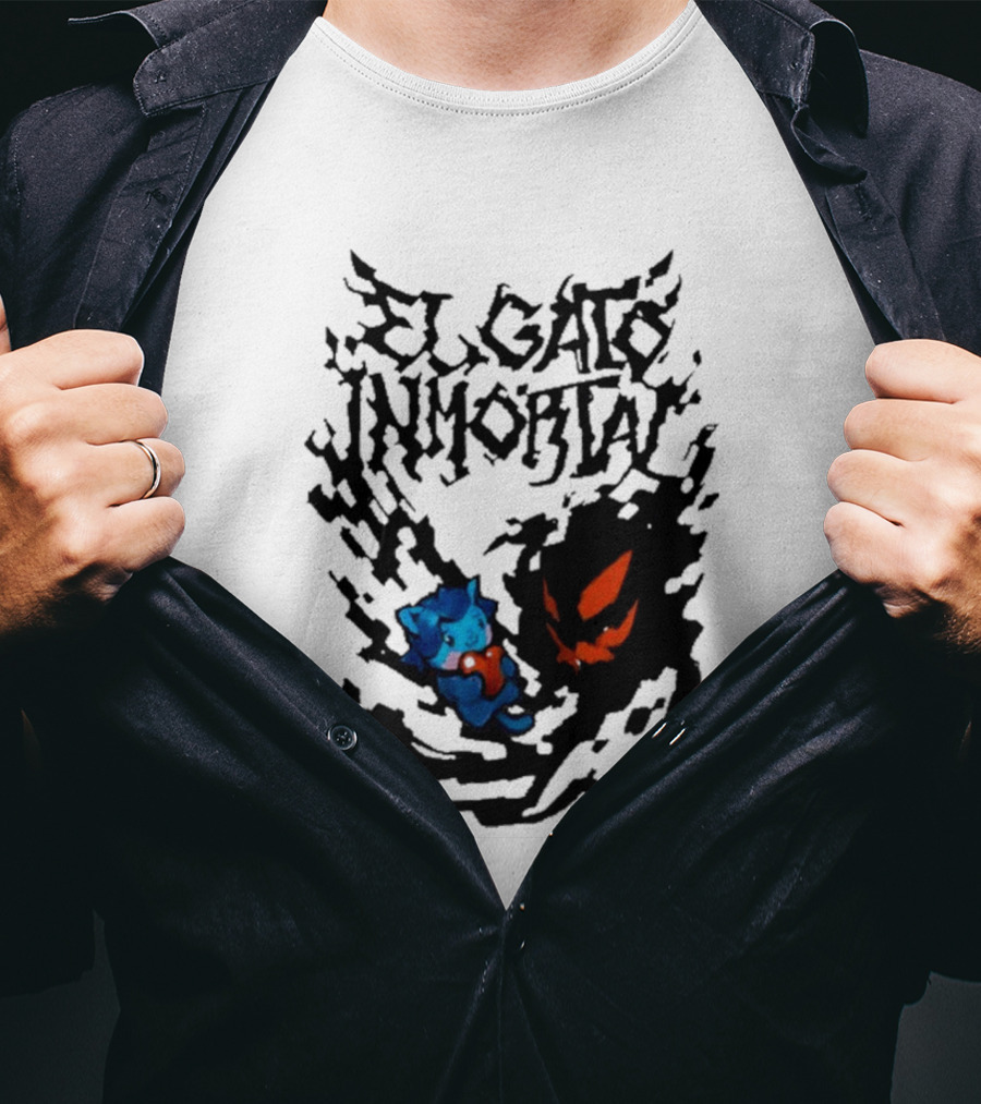 El Gato Inmortal Spooky Halloween Cat Pumpkin Shadow T-Shirt