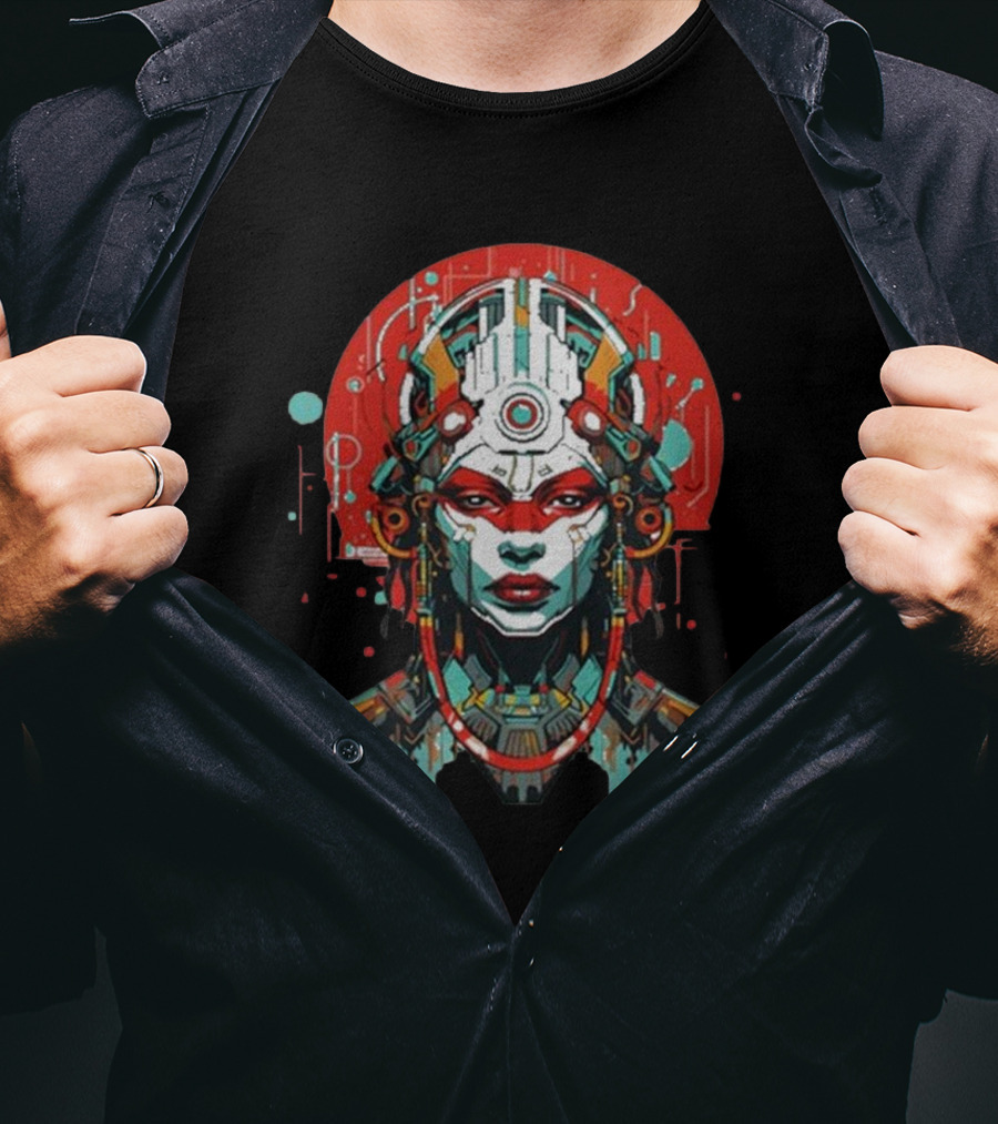 Eclipse Of Eternity Cyberpunk Futurist AI T-Shirt