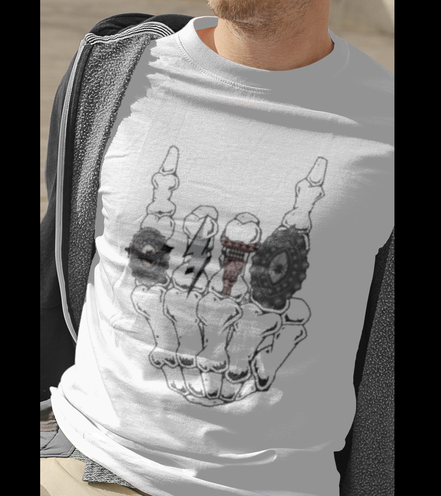 Halloween Skeleton Hand With Turquoise Rings And Colorful Gems T-Shirt