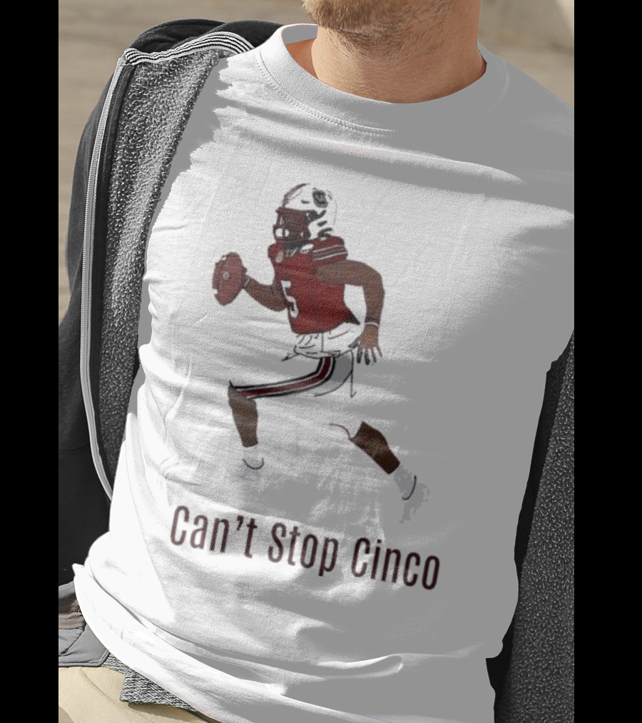 Can't Stop Cinco Football Player In Red And Black Uniform T-Shirt