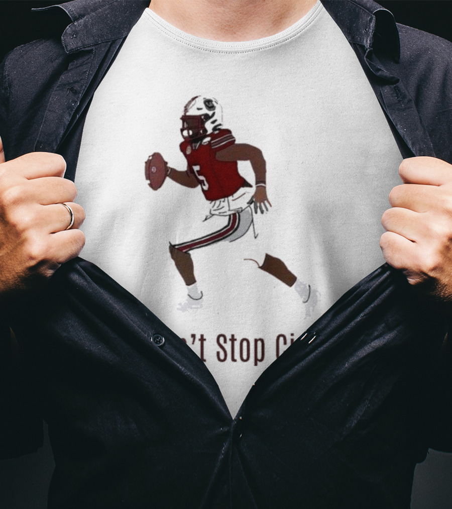 Can't Stop Cinco Football Player In Red And Black Uniform T-Shirt