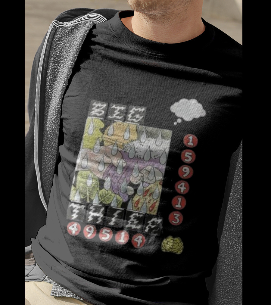 3E6 159413 49514 Comic Style Raindrops Thought Bubble Brain T-Shirt