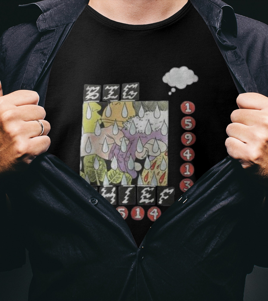 3E6 159413 49514 Comic Style Raindrops Thought Bubble Brain T-Shirt