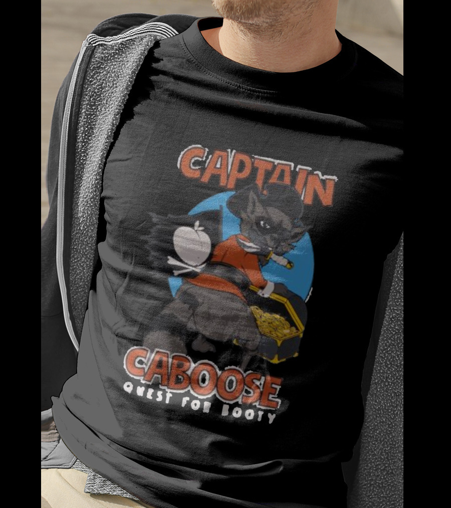 Captain Caboose Quest For Booty Treasure Adventure Raccoon Pirate T-Shirt