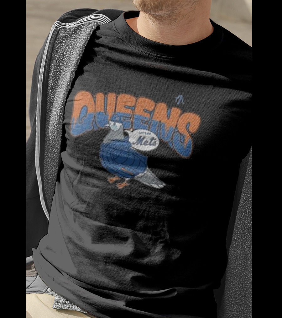 Queens 7 Line Pigeon Let's Go Mets T-Shirt