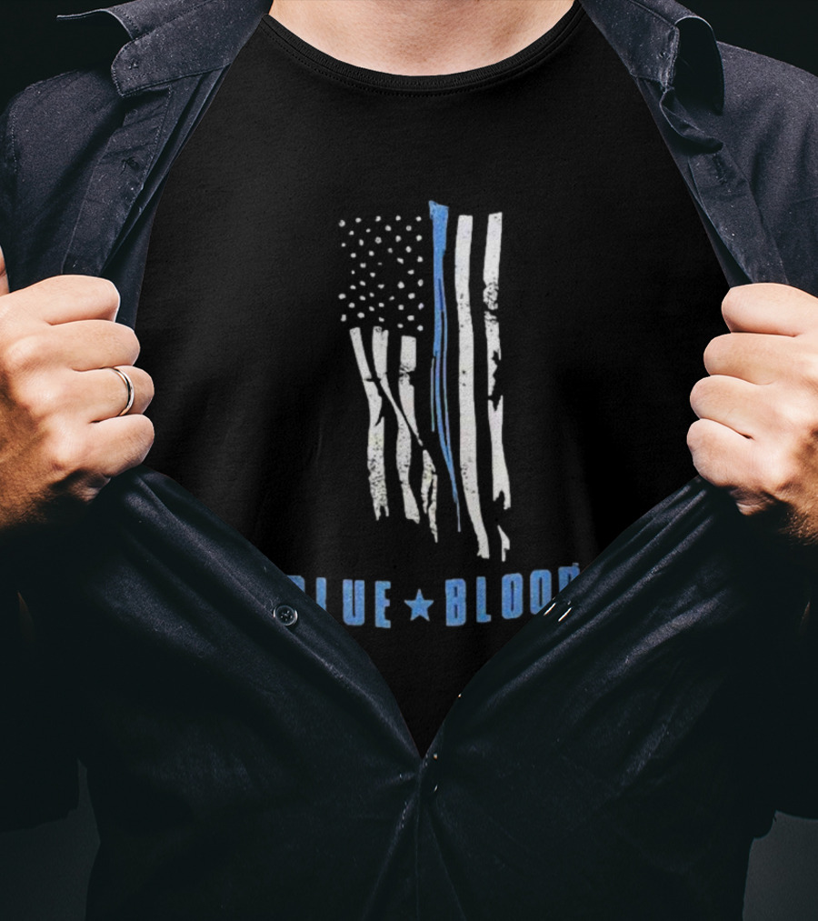 Blue Blood American Flag Thin Blue Line T-Shirt