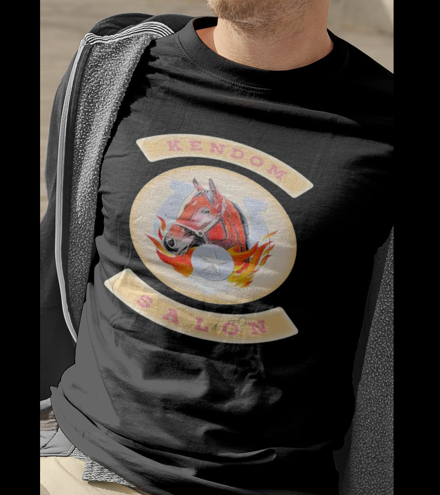 Kendom Saloon Horse Horseshoe Star Flames T-Shirt