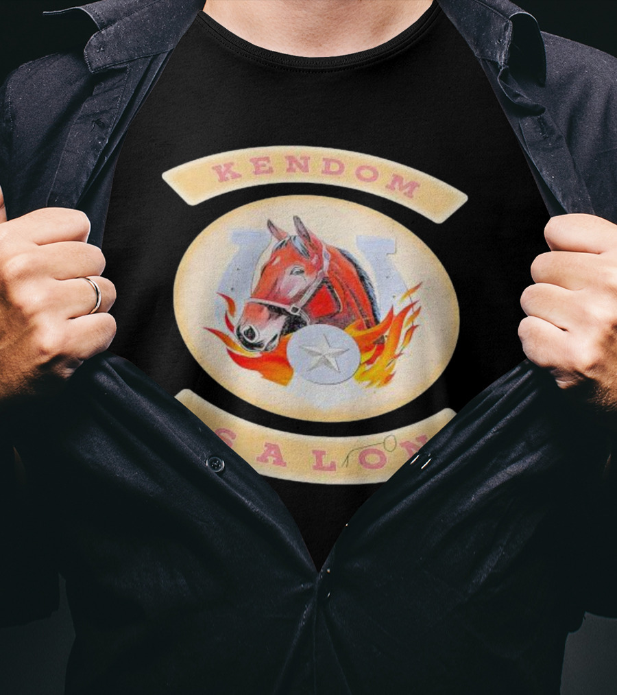 Kendom Saloon Horse Horseshoe Star Flames T-Shirt