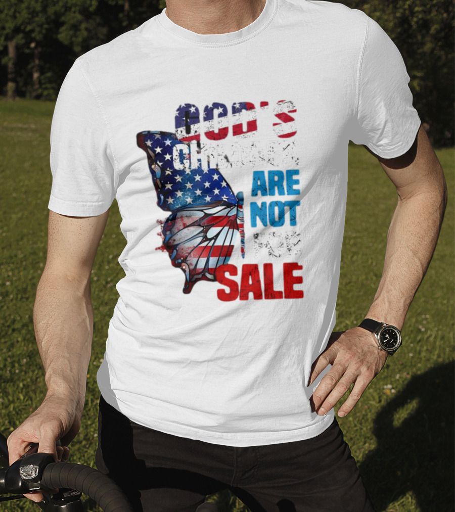 God's Children Are Not For Sale American Flag Butterfly T-Shirt