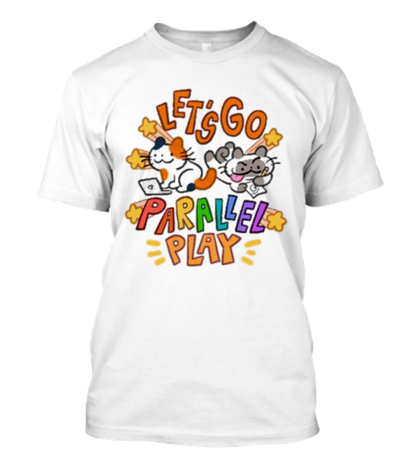 Biscocho Let's Go Parallel Play Cats With Game Controllers And Headphones T-Shirt