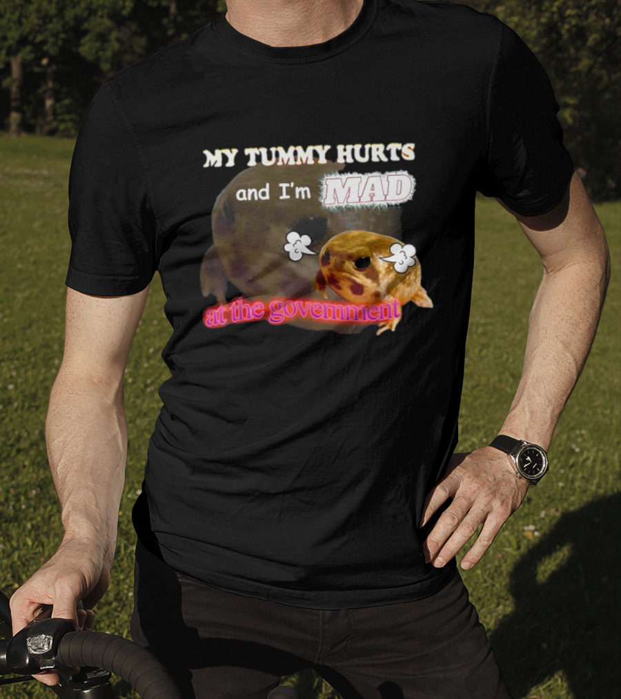 My Tummy Hurts And I'm MAD At The Government Frog Meme T-Shirt