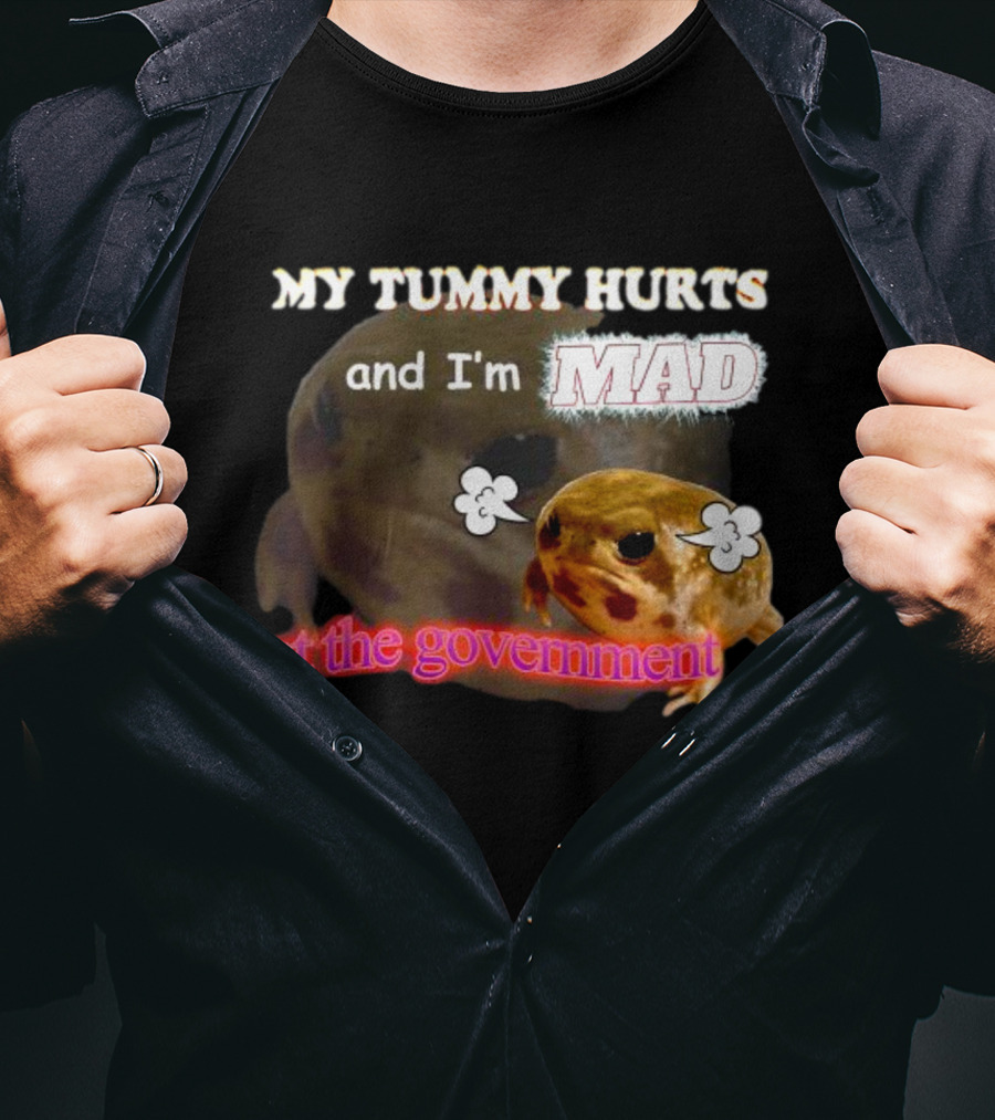My Tummy Hurts And I'm MAD At The Government Frog Meme T-Shirt