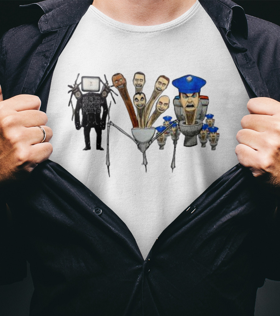 Skibidi Toilet Meme Character Mashup Extravaganza T-Shirt