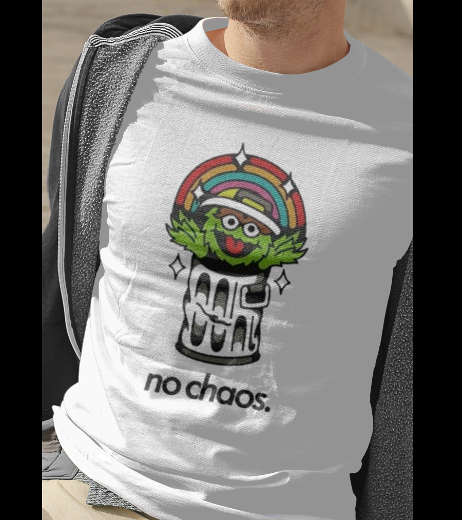No Chaos Grouchy Rainbow Trash Can T-Shirt