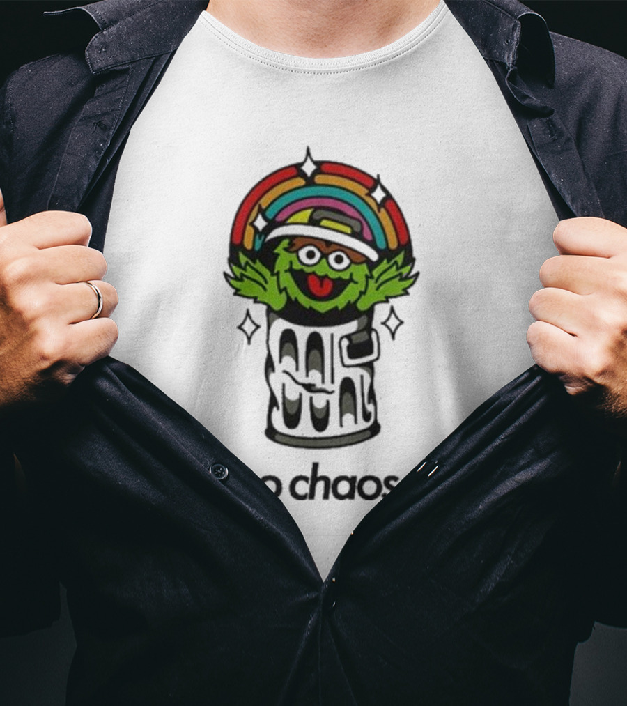 No Chaos Grouchy Rainbow Trash Can T-Shirt